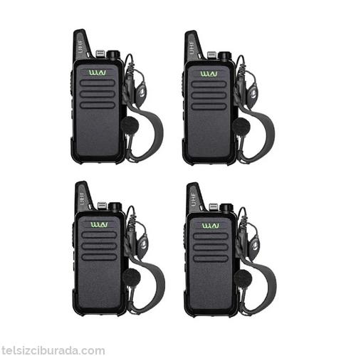 4 Telsiz+4 Kulaklık Pmr 446 Türkçe Konuşan El Telsizi Wln KD-C1T