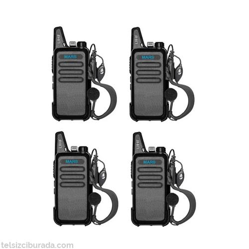 4'lü Type-c Şarjlı PMR 446 TÜRKÇE KONUŞAN El Telsizi Mars Kulaklık Hediyeli Set