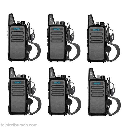 6'lı Type-c Şarjlı PMR 446 TÜRKÇE KONUŞAN El Telsizi Mars Kulaklık Hediyeli Set