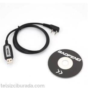 K Tip USB Analog Telsiz Programlama Kablosu CD Dahil Baofeng TYT WLN Mars Uyumlu